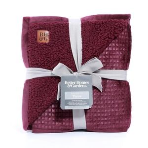 Oversized Sherpa Throw - Burgundy Waffle